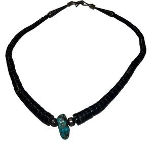 Vintage Navajo Sterling Silver Turquoise & Shell Heishi Bead Necklace